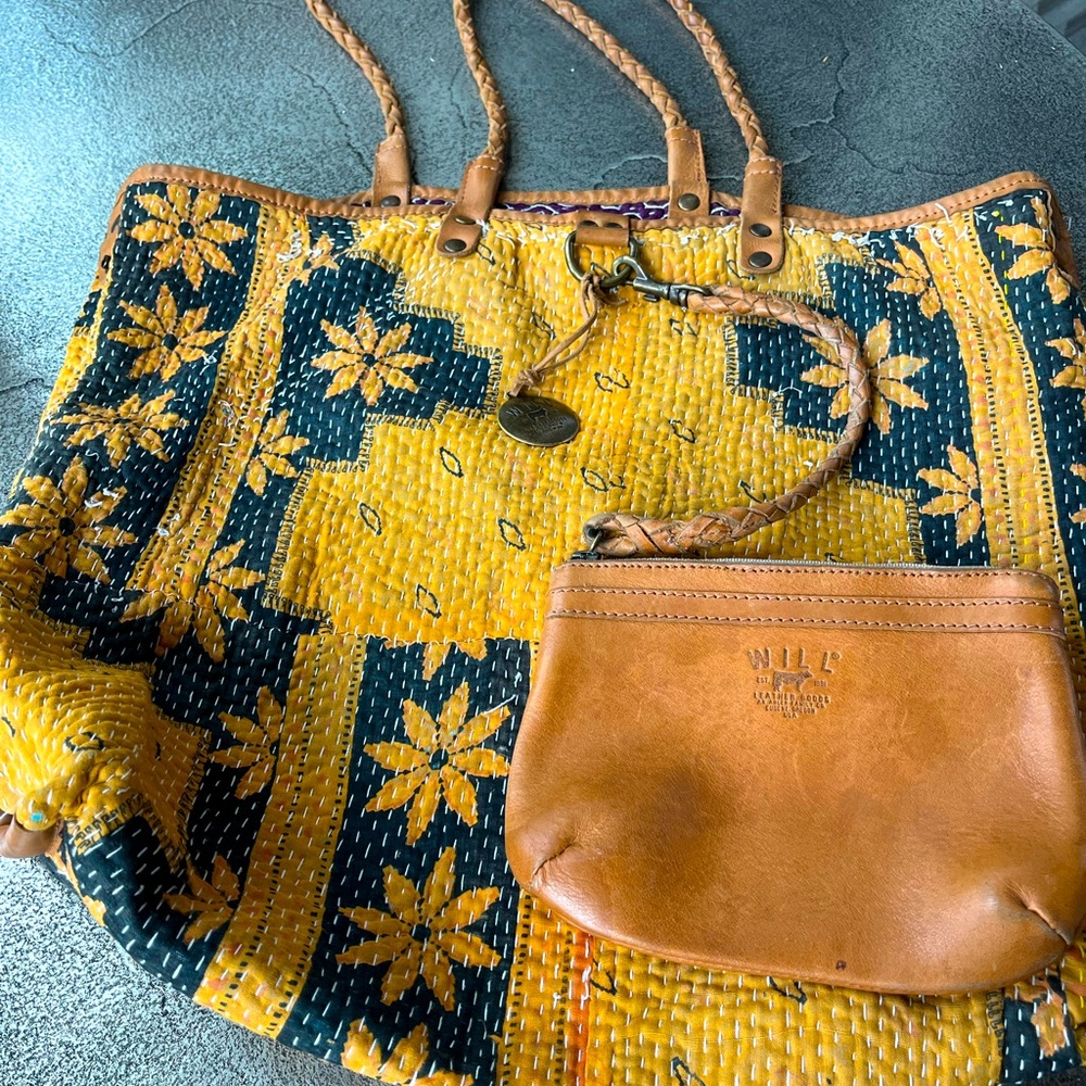 Will Leather Goods REVERSIBLE Bohemian Hobo 21 x 15 x 7